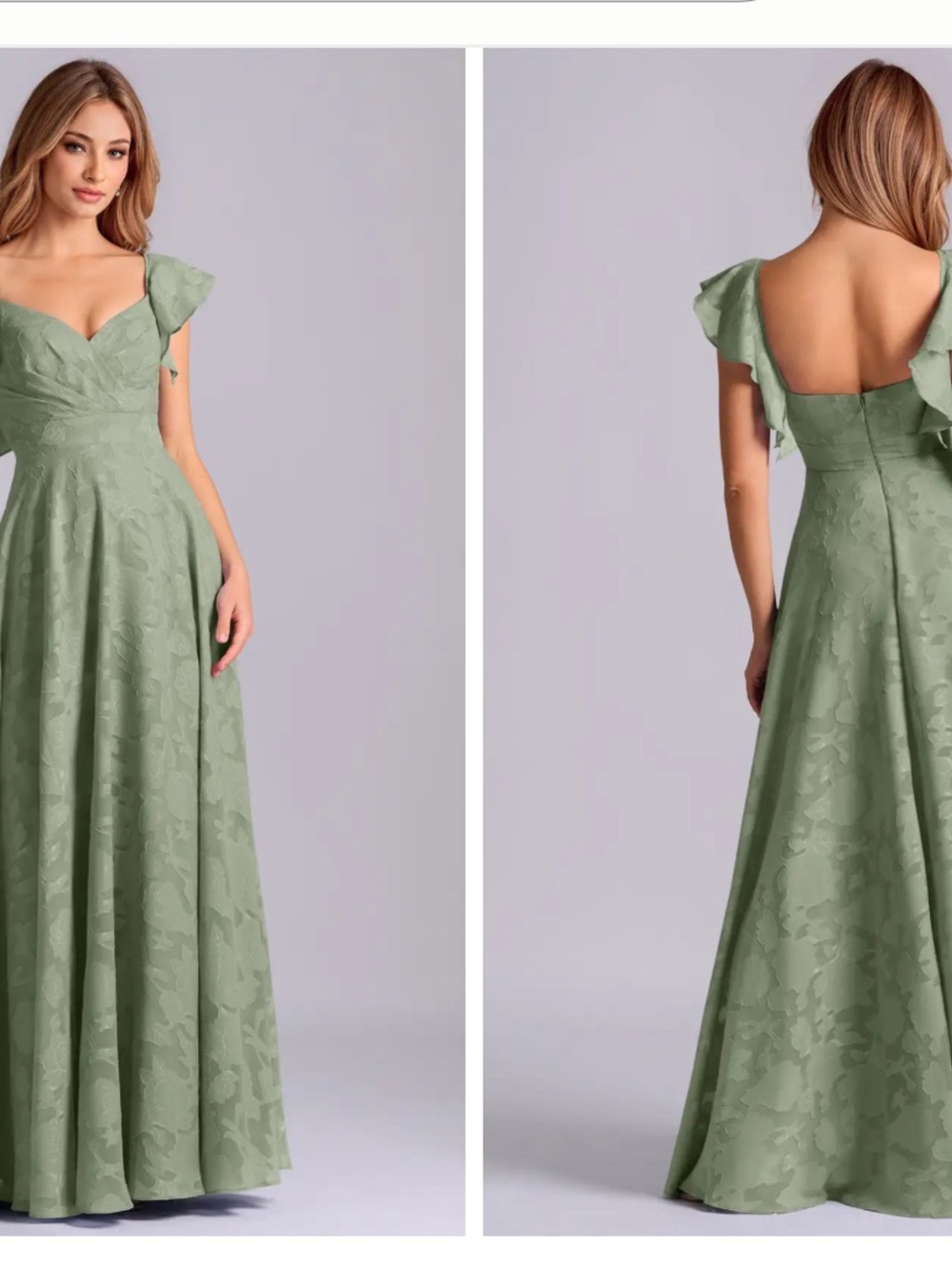 Azazie Leilani Dusty Sage Floral Burnout Maxi Dress